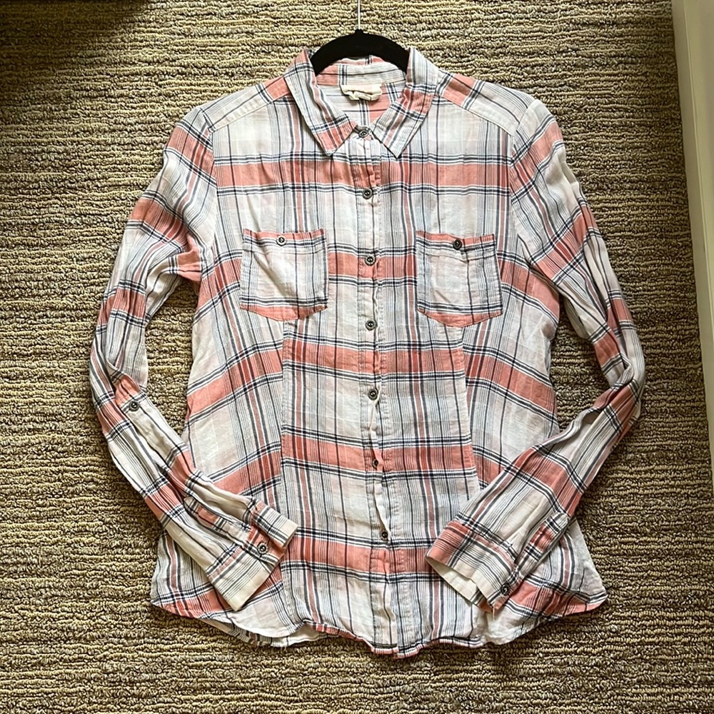 Quicksilver Orange Plaid Flannel
